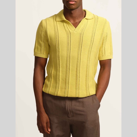 Zara Other - Zara Men’s Yellow V-Neck Short Sleeve Sweater